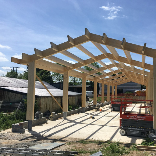 straight beam portal frame with concealed and open joints.